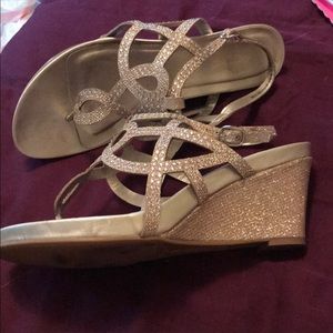 Rose gold/champagne wedge sandals